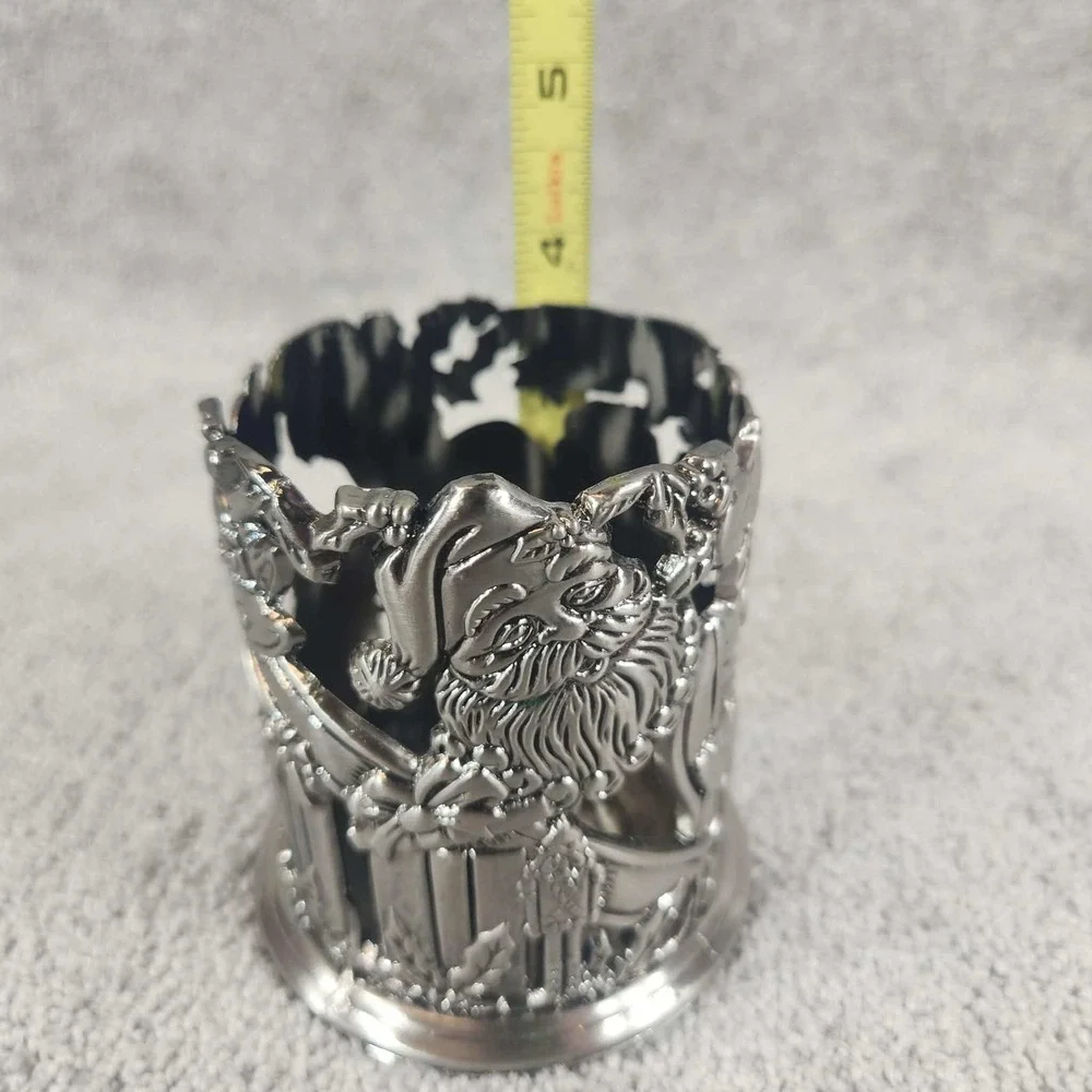 Godinger‎ Silver Art Season Greetings Santa Votive Candle Holder